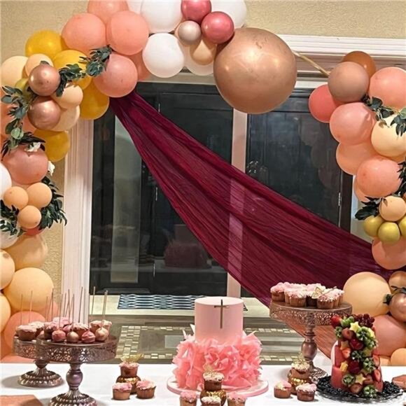 10 Pack Burgundy Cheesecloth Table Runner 10FT Boho Gauze Fabric Table Runner - Picture 6 of 7